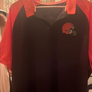 Cleveland Browns Nike Dri-FIT brown and orange polo.